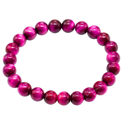 Amazing Gemstone Crystal Bracelet for Women Men's Gifts - Protection Healing Crystal Bracelet - 8mm Gemstone Beaded Stretchable Bracelet Pulseras Para Hombres Mujer Stocking Stuffers Mothers Day Gift (Pink Tiger Eye)