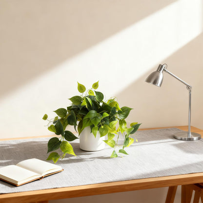 RYVIEL Artificial Pothos Plant in White Pot,Fake Potted Plants for Home Decor Indoor, Faux Greenery for Desk Shelf Living Room Office Bathroom Indoor Outdoor
