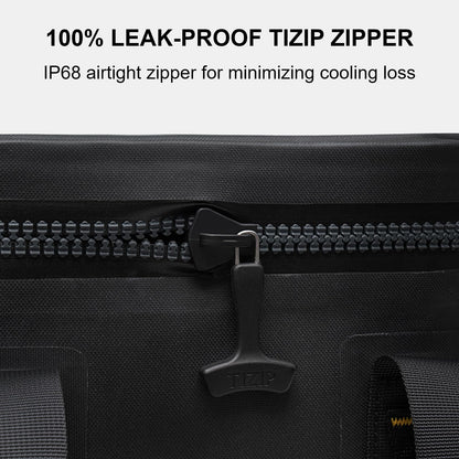 SPARTER Portable Soft Cooler 12 Cans, IP68 Tizip Leak-Proof Zipper for Camping, Fishing, Beach, Outdoors Insulated Ice Chest with Reusable Ice Pack- Black