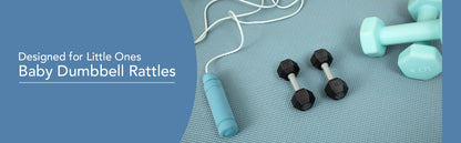 Little Spotters Dumbbell Rattles Set, 2 Pieces, Realistic Looking, Lightweight and Great Sensory Play Toy for Baby Showers and Fitness Loving Parents, 3+ Months, Black, PLA Plastic