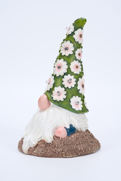 hobbyhaha Garden Gnome Solar Light Outdoor Statue, Decorative Lawn Ornament for Patio, Balcony, Yard, Housewarming Gift