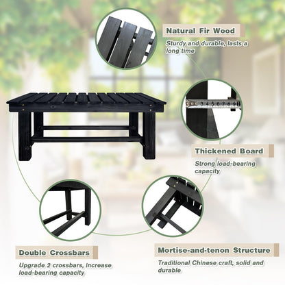 LSPYYDS Outdoor Garden Bench, 2-Person Wood Patio Bench Weatherproof Outdoor Backless Bench, Anti-Corrosion and Anti-Rust Garden Benches for Garden Lawn Porch Park Backyard (Black,35.5''/90cm)