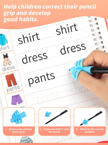 Zuplo Magic Grooved Writing Practice for Kids Ages 3-8, Reusable Handwriting Workbooks for Preschool Learning, Letters Numbers Math & Drawing Tracing Books with Disappearing Ink Pens, Educational Gift