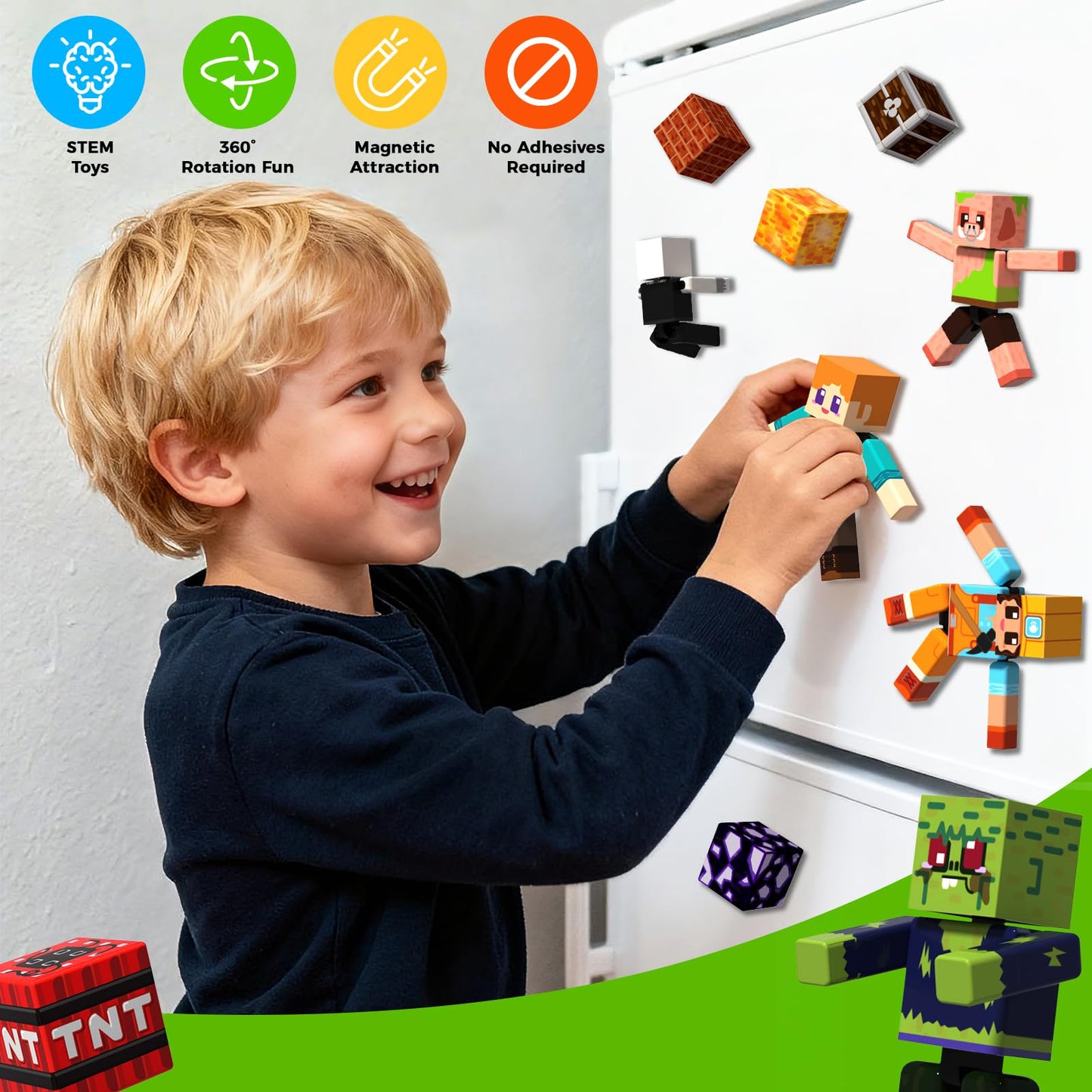 Magneverse 20 Pcs Magnetic Action Figures Playset - Magnetic Building Blocks, Magnet Cubes and Rotatable Figures Character Toys for Kids, Birthday Gift for 6+ Year Old Boys Girls (Patent Pending)