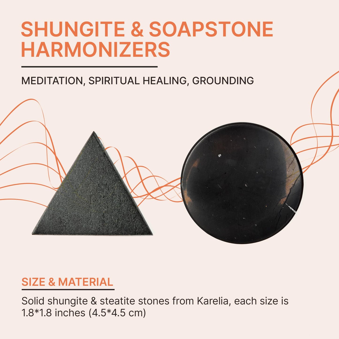 Karelian Heritage Authentic Shungite Harmonizers Pocket Set Chakra Healing Crystal Protection for Meditation | Negative Energy Blocker HP01