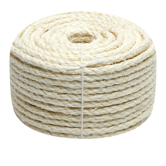 Natural Sisal Rope 1/4 Inch 32-Feet for Cat Tree Tower Repair and Replace Scratching Post, DIY Hemp Twine Rope for Cat Scratching Furniture Window Perch and Crafts Gardening Home Decorating