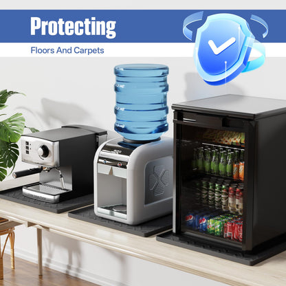 Water Cooler Mat – 19.7" x 19.7" Silicone Water Dispenser Mat for Floor & Countertop, Spill-Proof & Waterproof Tray for Coffee Maker, Kitchen, Pets, Office Use (Black, 19.7' * 19.7')