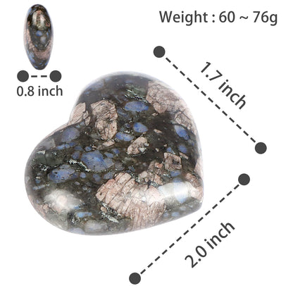 Artistone 2 Inch Glaucophane Stone Crystal Heart Healing Crystals Heart Stones Polished Pocket Love Gemstones Chakra Balancing Meditation Massage Gift