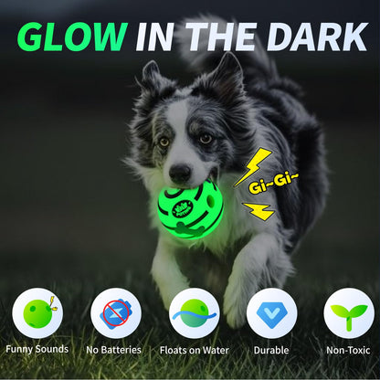 POTING Giggle Ball for Dogs 2 Pack, Glowing Interactive Dog Toys Balls, Rolling Squeaky Toy for Large Medium Small Dogs, Fun Giggle Sounds Attract Attention When Rolled or Shaken - 3.94 inch