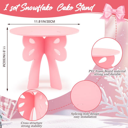 Lallisa Bow Cake Stand Pink Coquette Party Decorations 3D PVC Dessert Holder for Baby Shower Wedding Decor Holiday Props Theme Gift Birthday Bachelorette Bridal Party Supplies