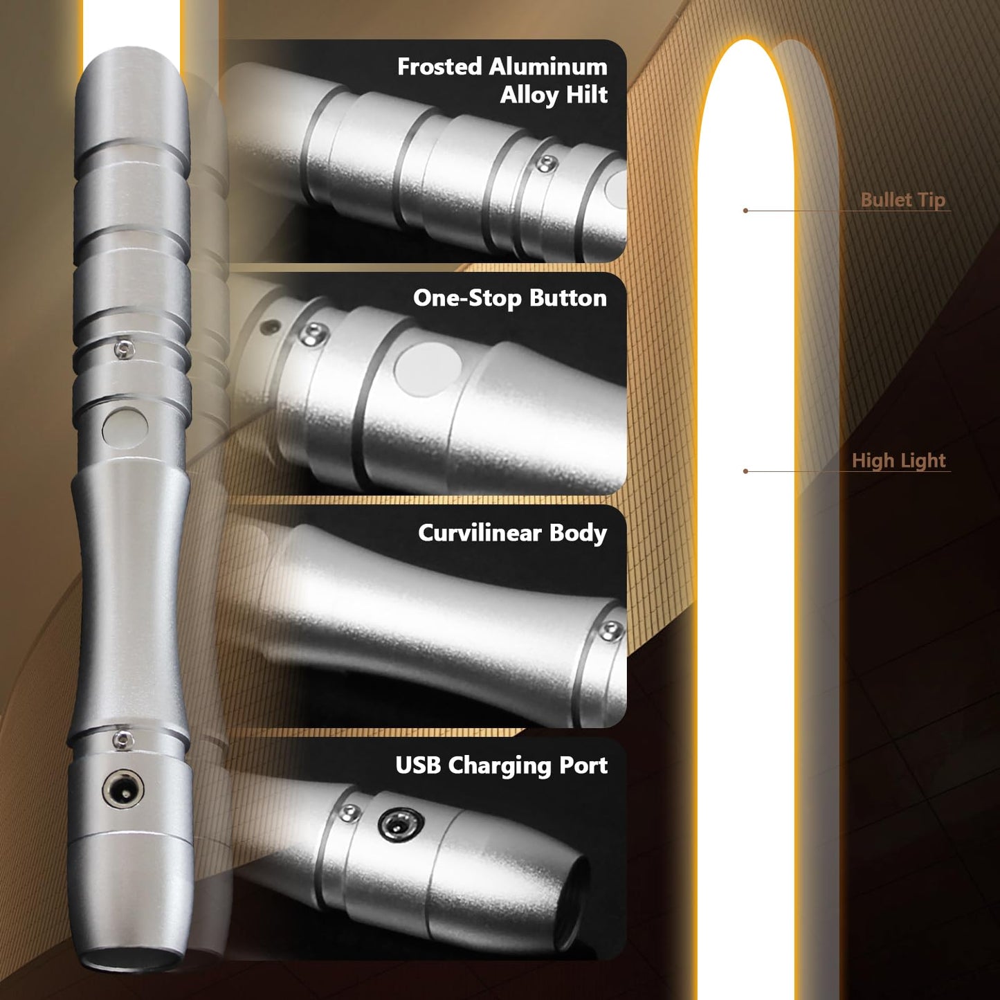 YDDSABER 38.3inch Lightsaber,Metal Duel Light Sabers,4 Sound Fonts,USB Rechargeable Light Swords with Loud Sound,Swing, Blaster,Adults Kids Cosplay Props Birthday Xmas Gift(Orange)