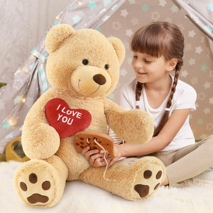 MaoGoLan Big Teddy Bear Stuffed Animal, Soft and Cuddly Giant Teddy Bear Plush with I Love You Red Heart,Valentines Gift for Kids,Girlfriend,Boyfriend,Lover,36 inches