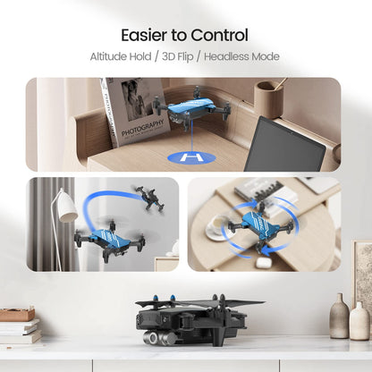 DEERC D20 Mini Drone for Kids with 720P HD FPV Camera Remote Control Toys Gifts for Boys Girls with Altitude Hold, Headless Mode, One Key Start Speed Adjustment, 3D Flips 2 Batteries, Blue