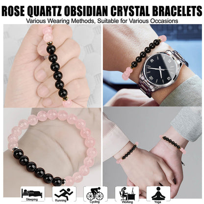 Rose Quartz Pink Opal Peru Crystal Bracelet, Love Friendship Anxiety Crystal Healing Stone Chakra Bracelet, Business Money Energy Wealth Good Luck Prosperity Feng Shui Beaded Bracelet for Men Women,