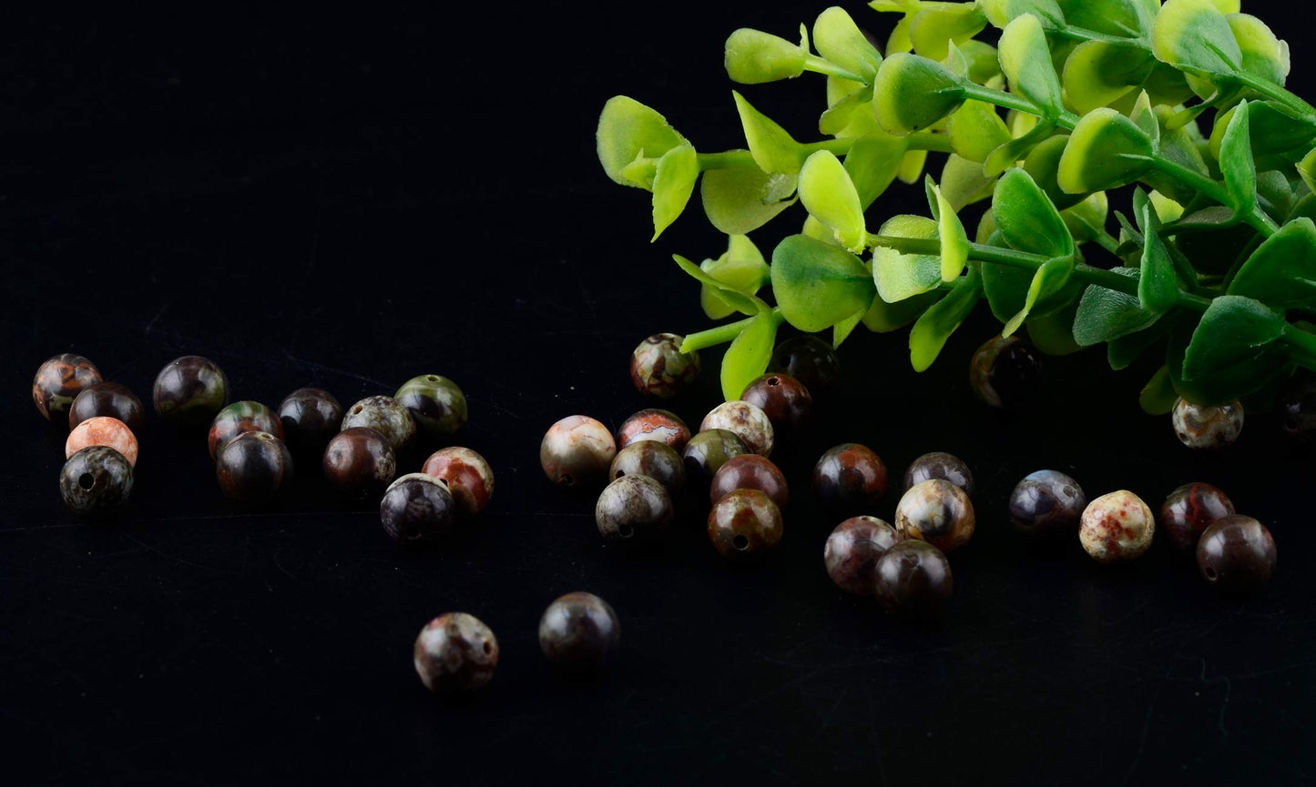 Natural Stone Beads 100pcs 8mm Ocean Jade Round Genuine Real Stone Beading Loose Gemstone Hole Size 1mm DIY Smooth Beads for Bracelet Necklace Earrings Jewelry Making (Ocean Jade, 8mm)