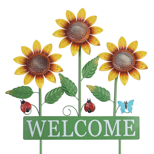 hogardeck Garden Decor for Outside, Metal Sunflower Butterfly Decorative Garden Stakes for Spring Decor, Yard Art Welcome Sign for Outdoor Lawn Porch Pathway Backyard Patio Decorations