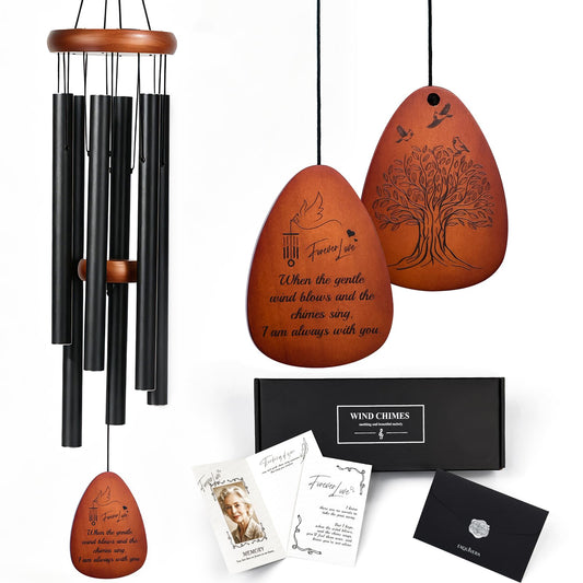 EXQUIVERA 37" Memorial Wind Chimes for Loss of Loved One – Sympathy & Bereavement Gift for Mom, Dad, Husband, or Grandparents, Outdoor Garden Decor with Deep Soothing Tone
