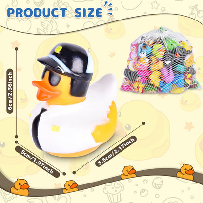 55 Packs Rubber Ducks in Bulk Assortment Car Ducks for Ducking, Small Rubber Duckies for Toddler Baby Bath Toys Floater Duck Bath Pool Toys Kids Party Favors with Mesh Carry Bag