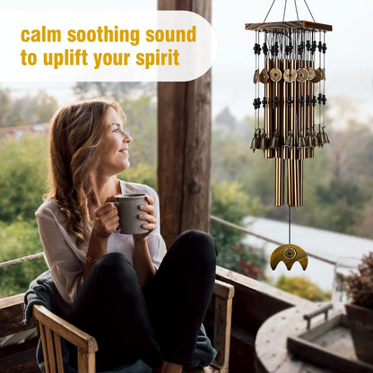 YLYYCC Wind Chimes for Outside, 30"Memorial Wind Chimes with 24 Copper Tubes and 16 Copper Bell for Garden,Patio,Window Wind Chime Hanging Decoration,Bronze Memorial Sympathy Wind Chime Gifts for Mom