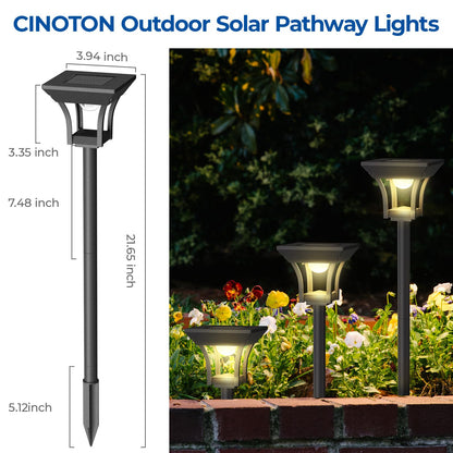 CINOTON 8 Pack RGBCW Solar Pathway Outdoor Lights, 3 Lighting Modes Solar LED Garden Lights, IP65 Waterproof Outside Solar Powered Landscape Lighting for Sidewalk Driveway Backyard RGB/Warm/Cold White