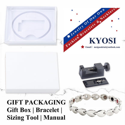 KYOSI Magnetic Bracelets for Women Stainless Steel Magnet Bracelet Special Jewelry with Sizing Tool Mothers Day Gift