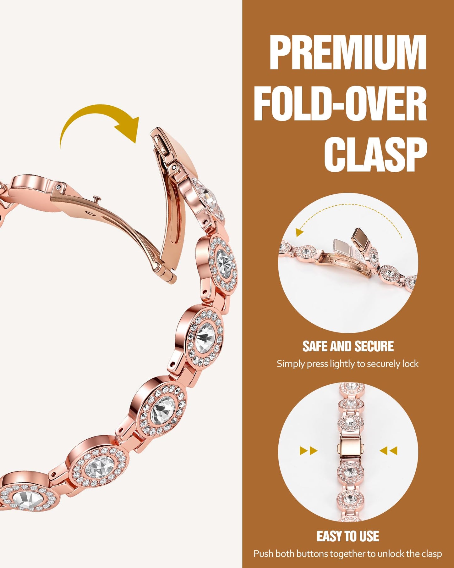 Jecanori Brilliant Crystals Copper Bracelet for Women, 4X Strength Magnetic Therapy Bracelet with 3800 Gauss Neodymium Magnets, Adjustable Pure Copper Jewelry Gift