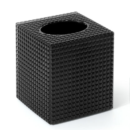 Tissue Box Cover, Black Square Acrylic Tissue Holder, Modern Decorative Facial Tissue Box Vessel Cube Paper Organizer Dispenser for Bathroom, Night Stand, Office, Vanity Countertops