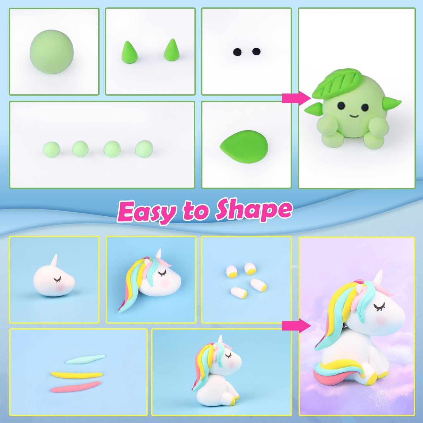 ESSENSON Air Dry Clay 125 Colors, Modeling Clay for Kids, DIY Molding Magic Clay, Gift for Kids