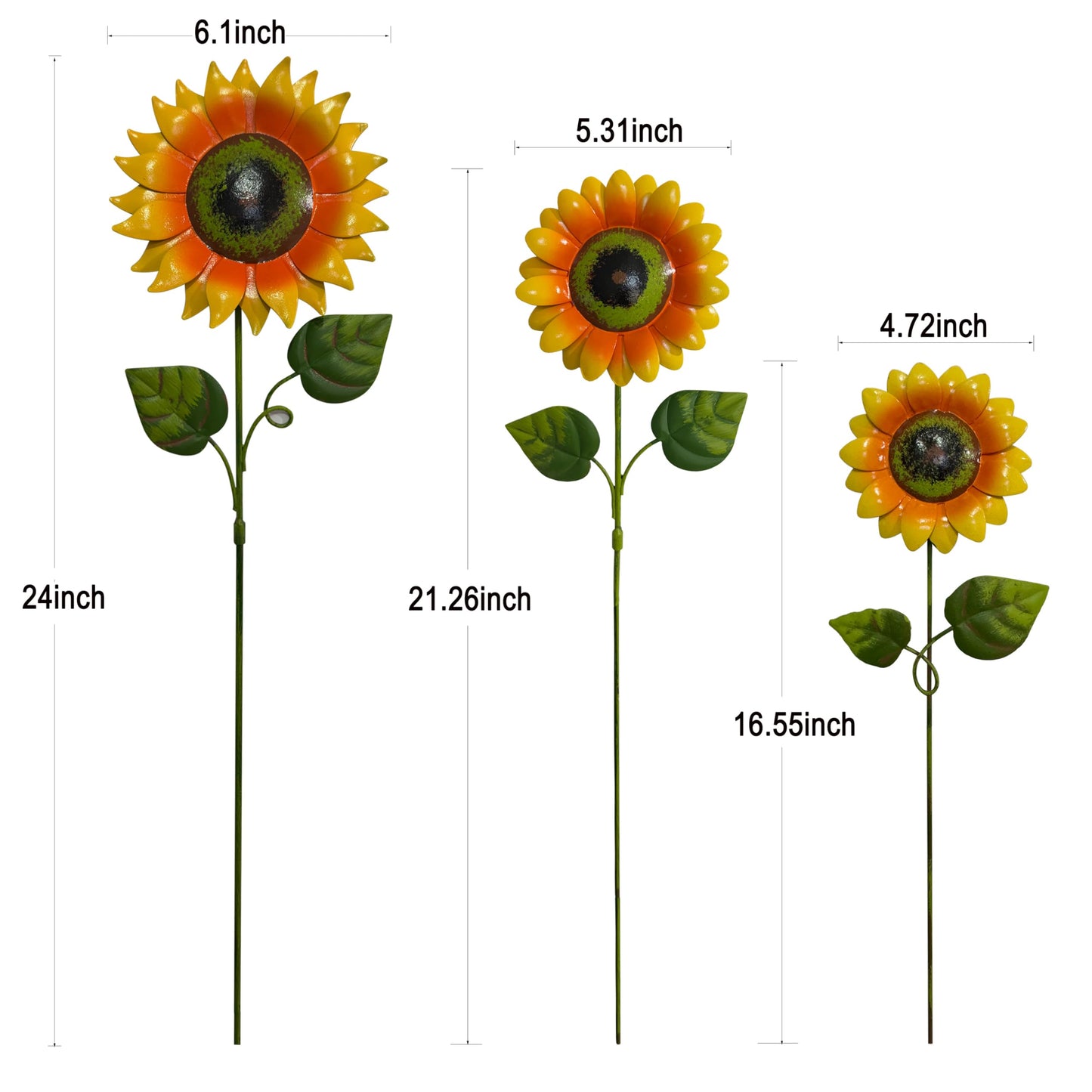Metal Sunflower Garden Stakes Outdoor Decor – 5 PCS Decorative Yard Art Flowers with Shaking Head,Weather Resistant Sunflower Yard Decorations for Lawn, Patio, Flower Bed & Pathway
