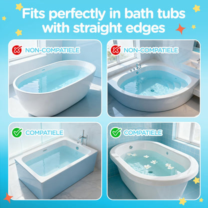 3FT Dolphin Pattern Bathtub Splash Guard Play Shelf for the Wide &Straight Bathtub Edge Toy Tray Caddy Holder Storage Suction Cups Attach to Bath Tub No Mess Water Spill in Bathroom (White)