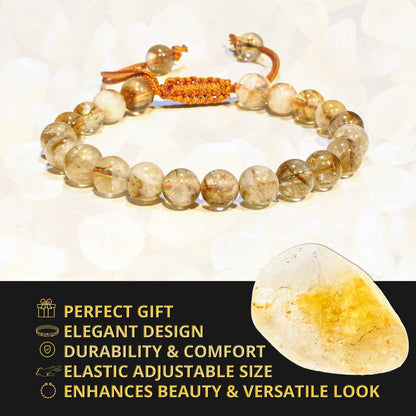 ANAYA AGATE Healing Crystal Bracelet – Chic Gemstone Bracelet for Men and Women – 8mm Round Bead Bracelets for Spiritual Healing, Protection, Positive Energy - Citrine Natural