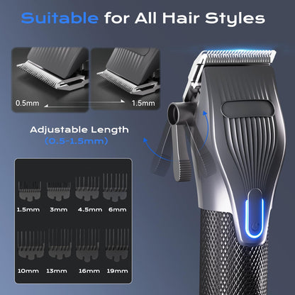 Hair Clippers for Men, Professional Cordless Hair Cutting and Trimmers Set with 7500RPM Powerful Motor & LCD Display, Mutil Function Mens Electric Hair Grooming Shaver Kit for Nose, Face, Body, Beard