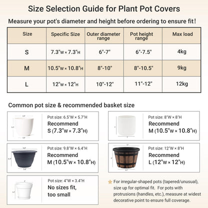 Dahey Jute Spliced Cotton Rope Plant Basket Modern Woven Storage Basket for 12" Floor Indoor Planter, Decorative Flower Pots Cover Laundry Bin with Handle Rustic Home Decor, White and Beige