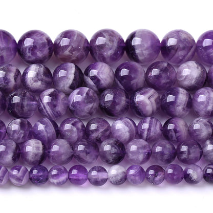 Natural Purple Dream Lace Amethysts Beads Crystal Round Loose Beads for Jewelry Making 6mm 60PCS 1 Strand 15" (Purple Dream Lace Amethysts, 6mm)