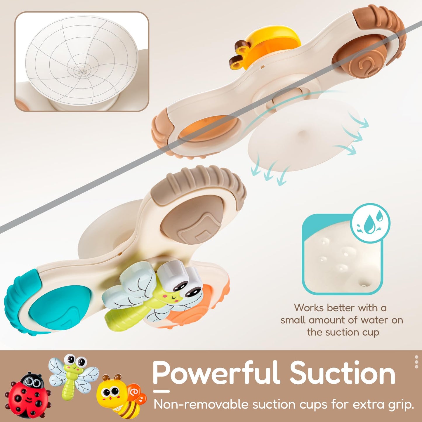 ALASOU 3PCS Pop Suction Cup Spinner Sensory Airplane Travel Toys for 1 Year Old Boy Girl Infant Toddlers|Novelty Spinning Tops 12 18 Months|1 2 Year Old Boy Birthday Gift|Baby Bath Toy Kids Ages 1-3