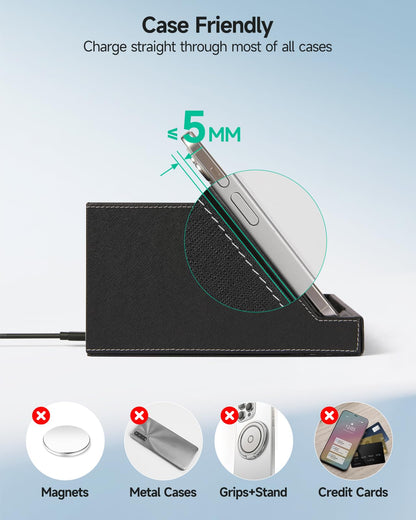 Fast Wireless Charging Station with Desk Organizer for iPhone 17/16/15/15 Pro/14/14 Pro Max/14 Pro/14 Plus/13/13 Pro Max/13 Pro/and iPhone 12/11 Series, Nightstand Desktop Organizer for Home Office