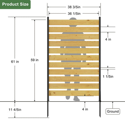 Wood Privacy Screen – Bathenum 72”H x 38.5”W, Above Ground: 61”H, Overall: 72”H, Pool Equipment Enclosure, Trash Can, Air Conditioner Fence, Aluminum Alloy Outdoor Walls