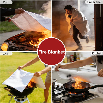 JHSafer Large 76" x 52" Under Grill Mat with 40" x 40" Fire Blanket, Double-Sided Fireproof Grill Pad for Outdoor Grill,Indoor Fireplace Fire Pit Mat, Waterproof Oilproof BBQ Mat for Deck Patio Lawn
