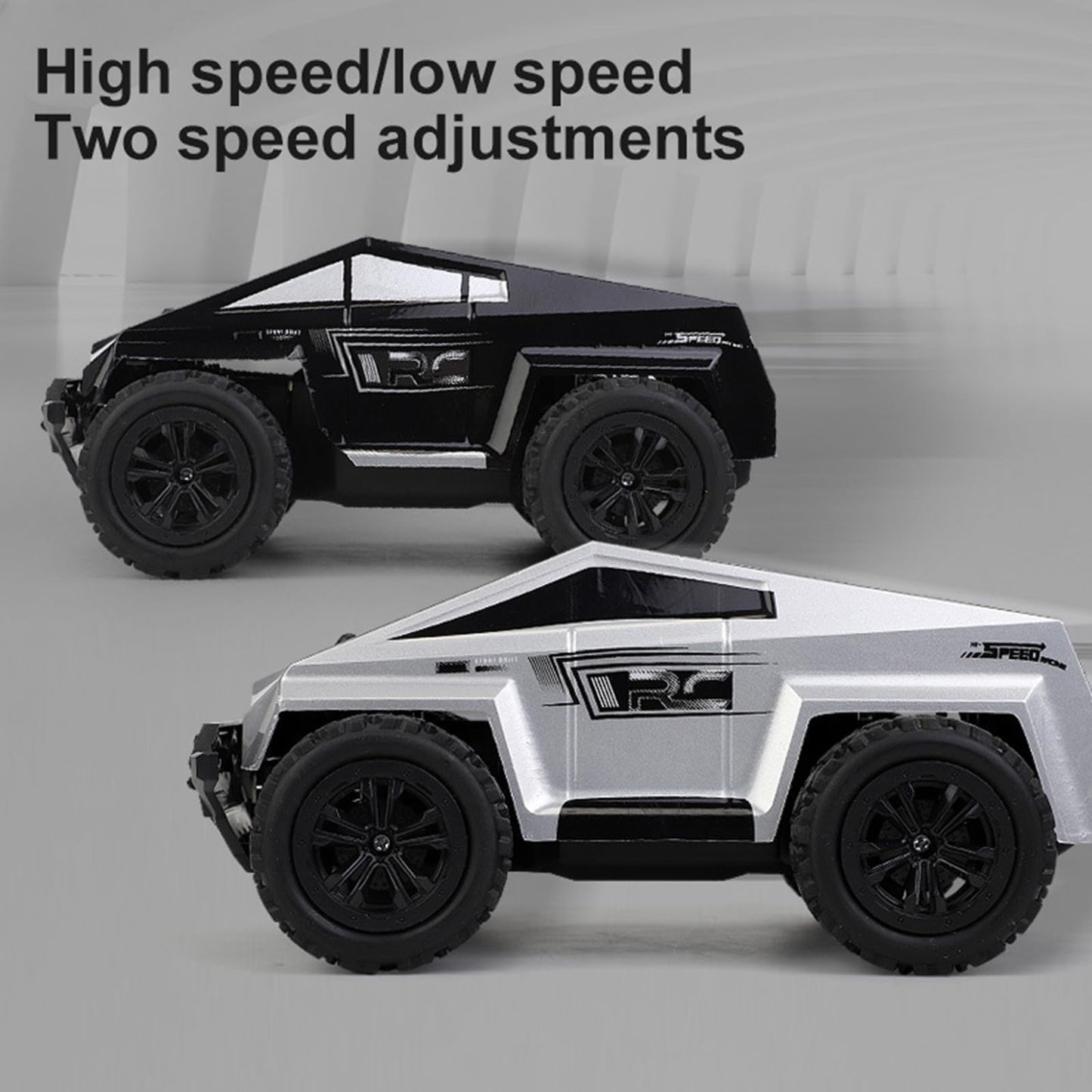 RC Car,1/20 Rc Monster Truck Cyber Toy,Off-Road Pick-up,2WD RC Truck for All Terrain,2.4GHz Vehicles,Equipped with 2 Rechargeable Batteries，Can be Connected to a Mobile Phone for Control (Silvery)