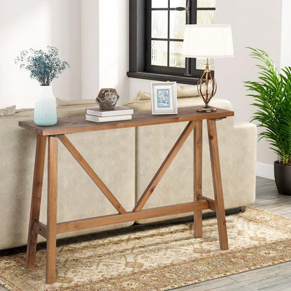 Wnutrees 43" Farmhouse Solid Wood Console Tables, Rustic Hallway Table, Solid Firwood Sofa Table for Entryway, Living Room, Easy Assembly, Natural