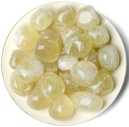 QINJIEJIE Citrine Polished Stones Tumbled Crystals Bulk Gemstones Healing Crystal Rocks Quartz Set Decorative Landscape Stone Natural Reiki Gem for Vase Filler Home Decoration Beginner Gift 0.5 LBS