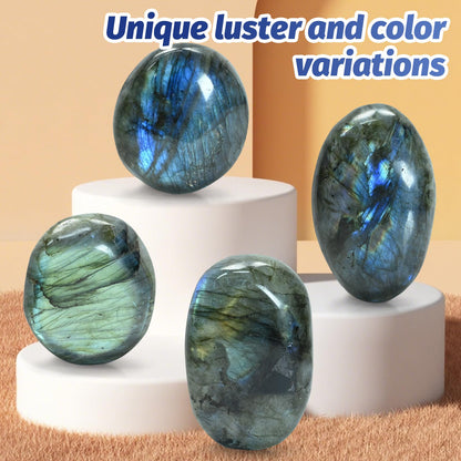 1PC Labradorite Crystals, Large Size Gemstone Labradorite Palm Stone, Irregular Shaped Labradorite Healing Stones, Natural Hand Carved Worry Stone Crystals for Meditation