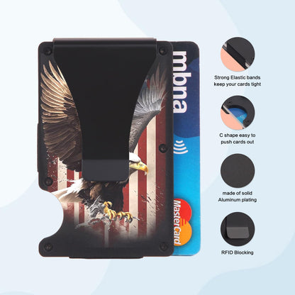 TZYTHT Flag Wallet for Men Minimalist Personalized Engraved Metal Wallet Slim Wallet Gifts for Soldiers Veteran Patriots (Flag 1)