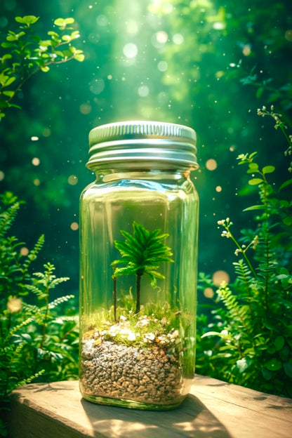 Live Little Tree Terrarium Kit, Self-Sustaining DIY Tree Moss Terrarium, Indoor Low Maintenance, Home and Office Décor (DIY Kit)