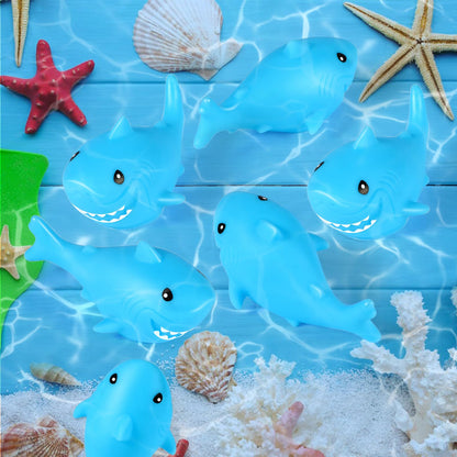 Mototo 30 Pieces Rubber Shark Toys Bulk, Cute Bath Squishy Toys Small Swimming Bathtub Pool Kids Play for Shark Week Themed Box Goodie Bags Treasure Hunt Carnival Cruise Birthday Party Favor, Blue