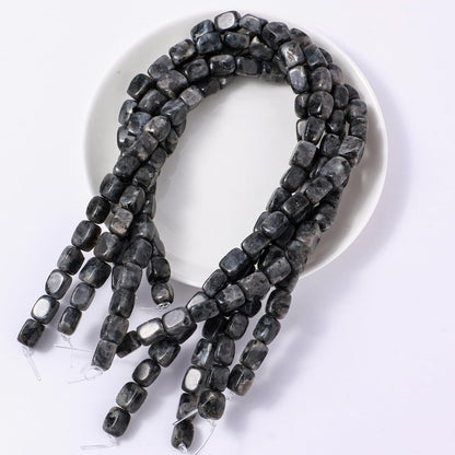 Natural Large Black Spectrolite Cube Stone Beads 8x11mm 38cm/str Loose Semi Gemstone Stone Square Beads for Making Bracelets Necklace