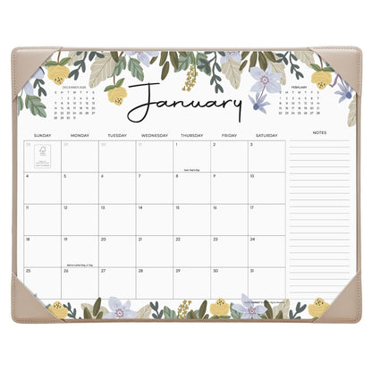 Cabbrix Desk Calendar 2026 with Desktop Mat, Floral Desk Pad Calendar 15 x 12 Inch 18 Months Runs From January 2026 to June 2027, Desk Blotter Calendar for Home School and Office (Floral)