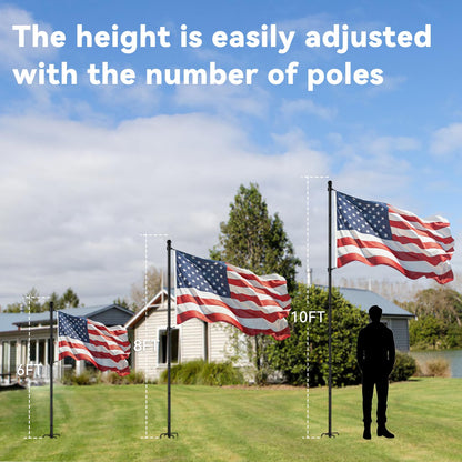 ZMTECH 10 FT Flag Pole in Ground, Heavy Duty Flag Pole Holder for Outside House with 5 Pronges Base, Extra Thick Flag Pole Kit for Yard Outdoor Garden Decor Residential Commerical(1 Pack,without Flag)