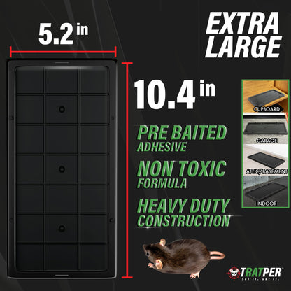 TRATPER Glue Traps for Mice,Rat,Mouse,Snake,Lizard,Insect. 10 Pack. Extra Strength,Pre-Baited Adhesive.Heavy Duty Plastic Tray.Non-Toxic,Chemical-Free Pest Control for Home. 10Pack