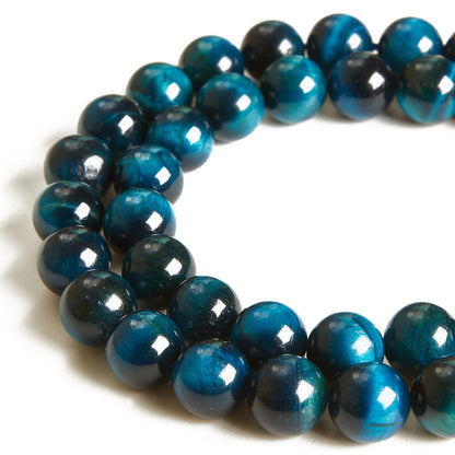 100pcs 8mm Aquamarine Tiger Eye Beads Natural Gemstone Beads Round Loose Beads for Jewelry Making